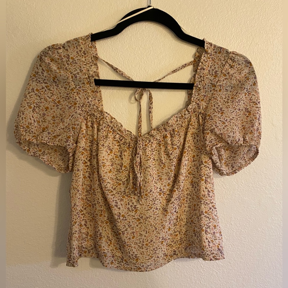 LUSH Puff Sleeve Ruffle Blouse